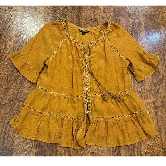 Zac & Rachel Women’s Tiered Boho Blouse – Mango – Size Large – Fall Fashion - Picture 1 of 8